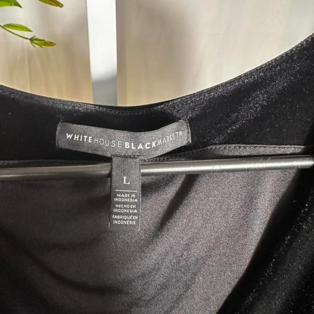 W155. White House Black Market. Black velvet tunic length top - Picture 2 of 2